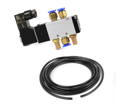 Pneumatikventil 5/2 Wege 1/4" 24V Komplett Set Schlauch Fittinge Schalldämpfer