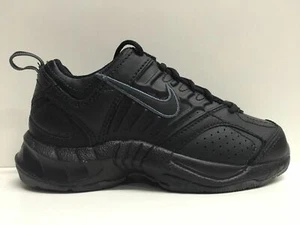 SCARPE SNEAKERS BIMBI NIKE ORIGINAL T-LITE V LEA 315485 NERO PELLE LEATHER SHOES - Picture 1 of 1