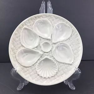 Antique Royal Worcester Oyster Fish Service Plate Seashells Basket weave 8.5" - Picture 1 of 8