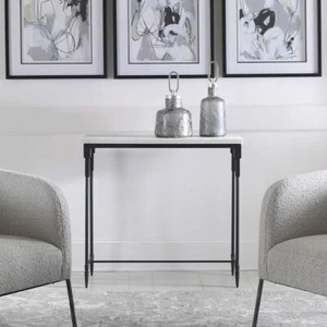 BOURGES MODERN XL 36" MARBLE SLAB TOP SOFA CONSOLE TABLE UTTERMOST 25165 - Picture 1 of 2