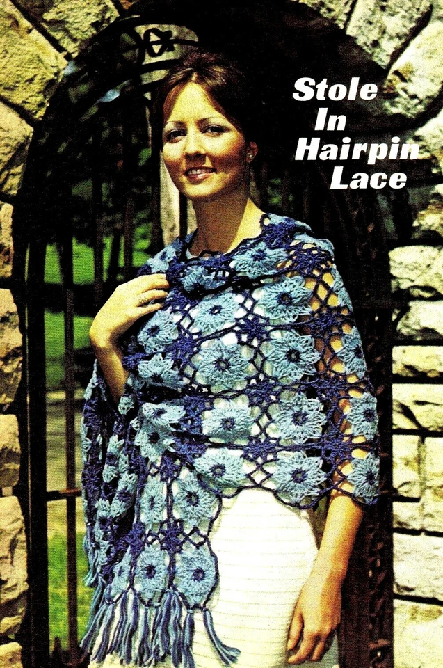 HERMOSA Estola en Horquilla Encaje/Chal/Ropa/Patrón Crochet SOLO INSTRUCCIONES Foto 1 de 1