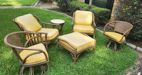 SIX Piece Vintage Ficks Reed Rattan Furniture Set Cover