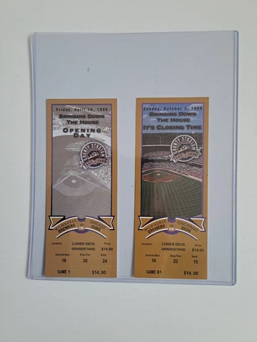 VINTAGE BRAVES BREWERS COUNTY STADIUM 1999 "BRINGING DOWN THE HOUSE" TICKETS Cover