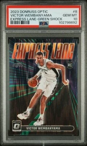 2023 Donruss Optic Express Lane Green Shock #8 Victor Wembanyama PSA Gem Mint 10 - Picture 1 of 3