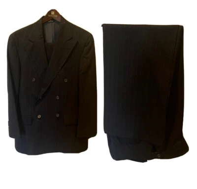[SET OF 2] Polo University Club Ralph Lauren Wool Black Striped Men’s Suit 43S - Image 1 of 4
