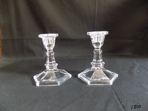 Beautiful Pair of Crystal Octagon Candle Holders - Picture 1 of 13