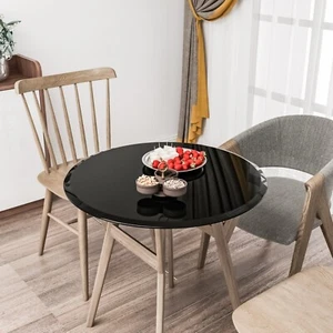 28" Round Tempered Glass Table Top, 2/5" Thick, Beveled Polished Edge, Black - Picture 1 of 12