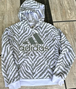 Adidas Lilac/ Lavander Animal Print Hoodie Front Pouch Pocket Youth Size 16 XL - Picture 1 of 9