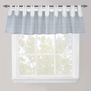 Park B Smith Nordic Bands Chambray Split Tab Window Valance Blue - Picture 1 of 2