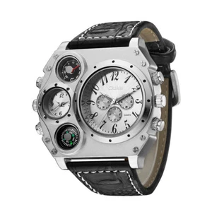 Men OULM Dual Time Display Quartz Wrist Watch with Thermometer and Compass - Picture 1 of 3