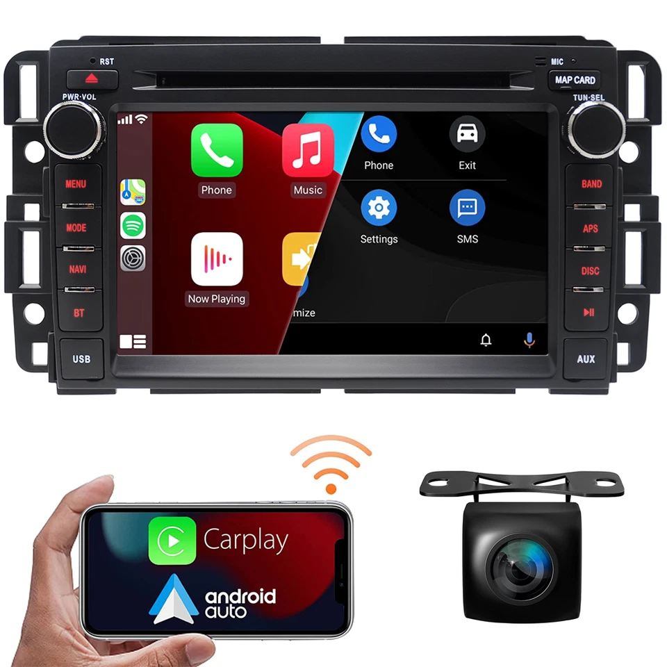 YUANTING Android Auto CarPlay CD DVD Radio Car Stereo Player Fr GMC Yukon Chevy Silverado