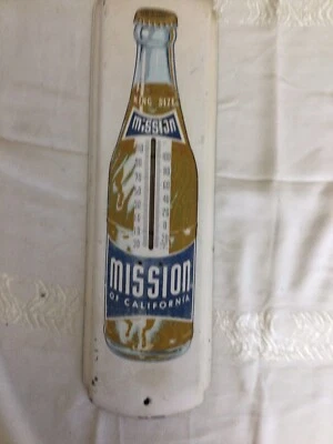 DE COLECCIÓN BONITO ORIGINAL MISSION KING SIZE NARANJA BOTELLA REFRESCO TERMÓMETRO AÑOS 50’s Foto 1 de 4