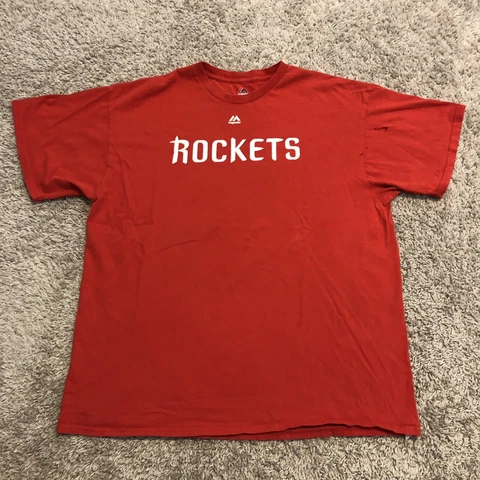 Houston Rockets Shirt Adult XL Red Casual NBA Basketball Majestic Sports Mens U5 Cover