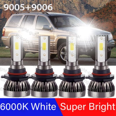 For Jeep Grand Cherokee 1999-2004 4X LED Headlight Bulbs Hi/Low Beam Lights Kit - Image 1 of 4