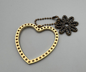 Coach Large Perforated Open Heart Rivet Flower Bag Chain Charm Excellent Gift
