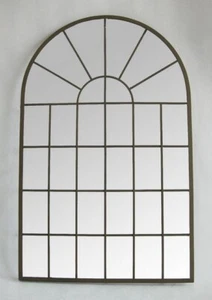 PROVINCIAL FRENCH arched OUTDOOR garden MIRROR 78x50 cm black NEW - Picture 1 of 11