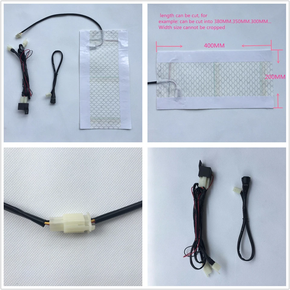 Almohadilla térmica de asiento de fibra de carbono 40x20 cm DC12V para motocicleta ATV E-BIKE con interruptor Foto 1 de 4