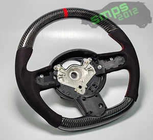 Mini R53 Steering Wheel, Black + Red, Alcantara Leather, Genuine Carbon Fiber - Picture 1 of 9