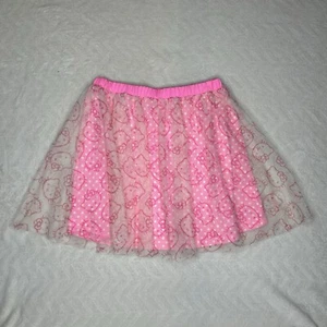Hello Kitty Skirt Girls Large Pink Layered Tutu Skirt With Elastic Waist - Picture 1 of 12