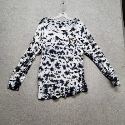 Camisa pulóver Oakland Raiders para mujer XL negra con logotipo tie dye cuello redondo Foto 1 de 4