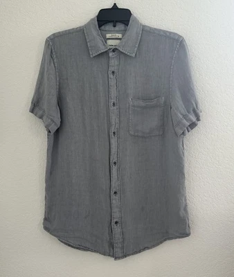 Thom Aaron Shirt Mens S Gray Linen S/S ButtonUp Lightweight Casual  Beach Resort - Image 1 of 4