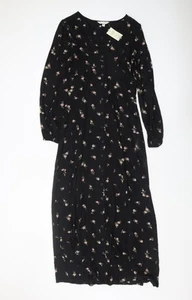 Miss Selfridge Women's Black Floral Midi Dress Size 8 - Picture 1 of 12