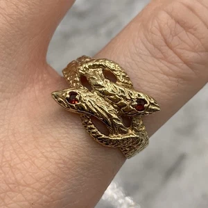 Anillo Banda Serpiente Granate Oro 9 quilates Oro Amarillo 375 - Talla S 1/2 - Imagen 1 de 12