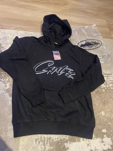 Corteiz CRTZ Alcatraz schwarzer Hoodie weißes Logo - Large - neu - Bild 1 von 4