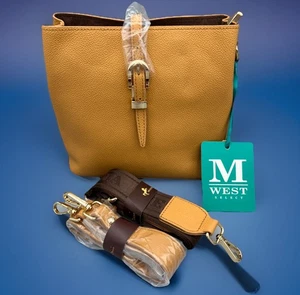 Montana West gelb Leder Bucket Schulter Handtasche/Geldbörse 8"x9" zwei Riemen - Bild 1 von 17
