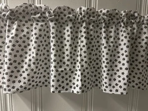 Handmade VALANCE CURTAIN PANEL Dog Cat Paw Prints Curtains Bedroom Pet Rv Decor - Picture 1 of 4