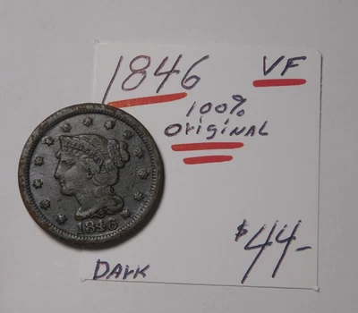 BEAT THIS! EARLY 1846 LARGE CENT FROM THE ANN PERRY COLLECTION - ONLY  $22.00 !! - Image 1 of 4
