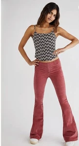 We The Free People Pull On Boho Penny Corduroy Flare Pants In Earth & Soil 31 - Picture 1 of 10
