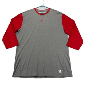 Nike Dri Fit Pro Combat Shirt Mens XXL Swingman Griffey 3/4 Sleeve Gray Red MLB - Picture 1 of 13