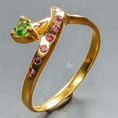 手工制作天然镀铬透视戒指 925 纯银 5.5 码 /R442986 — 第 1/4 张图片