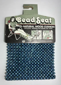 Vintage Wooden Beaded Massage Seat Cushion - In BLUE Beads - Picture 1 of 7