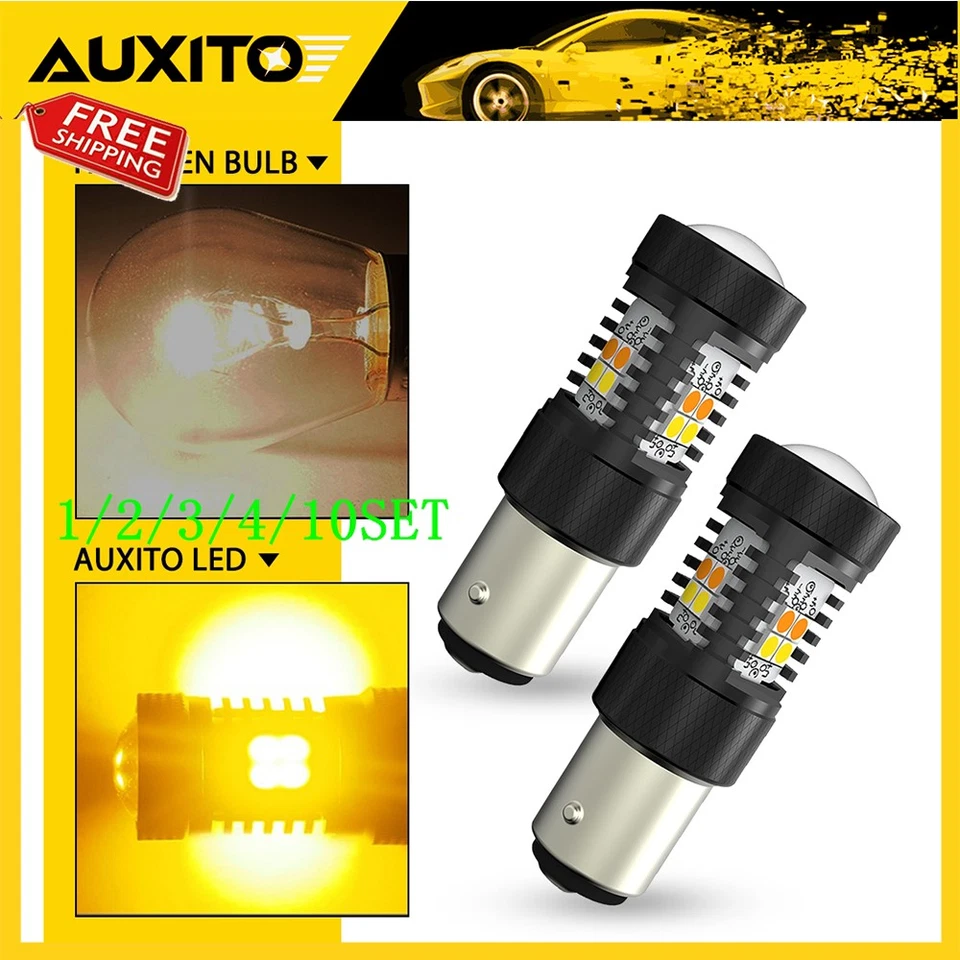 Светодиодные лампы-переключатели сигналов поворота 1157 желто-белые анти-вспышка Hyper 1 ~ 10 комплект - Изображение 1 из 4