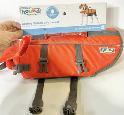 Dog Splash Life Jacket Sz Small Dog 15-30 lb /Outward Hound Granby Float Orange - Image 1 of 4