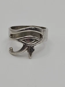 Vintage Ägyptisches Sterlingsilber Auge des Horus Bandring Größe 7,5 - Bild 1 von 14