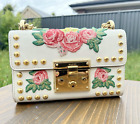 Authentic Gucci Padlock Floral Embroidered Small White Shoulder Bag