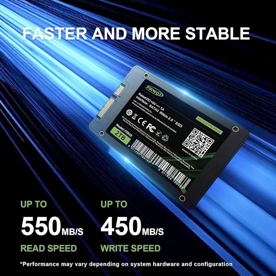 Fikwot Gaming 256GB SSD Hard Drive with Windows 11 - Fast & Reliable Performance - Image 1 of 4