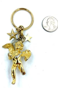 VINTAGE GOLD TONE KIRKS FOLLY ANGEL KEY CHAIN - Picture 1 of 4