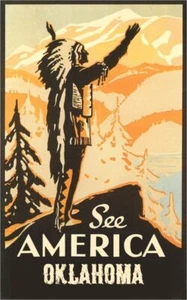 Póster de viaje See America Oklahoma estilo vintage retro 20 x 30 arte de pared de 1800 - Imagen 1 de 1