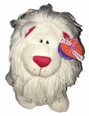NWT First & Main Lovin Leopold White Lion Plush Stuffed Yarn Mane Red Paws Nose - Image 1 of 4