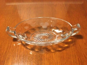 Heisey Etched Glass Oval Jam Dish With 2 Handles - Picture 1 of 9