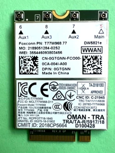Dell WWAN DW5821e T77W968 LTE 4G GTGNN für Dell 7424 5420 5424 - Bild 1 von 1