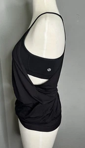 Lululemon Damen Flow 2-in-1 Sport BH Tank Top Schwarz Größe 4 - Bild 1 von 8