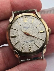 Vintage Waltham 65 J AUTOMATIC Watch Running For Repairs Linen Texture Dial - Picture 1 of 9