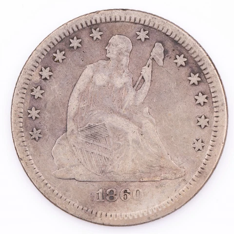 1860 Liberty Seated Quarter VF details Seated Liberty Silver 25c Cover
