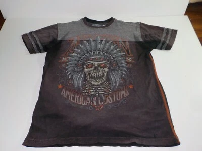 Camiseta Affliction Para Hombre Mediana Multicolor Manga Corta American Customs Y2K 0182 Foto 1 de 4