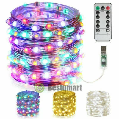 8 Mode USB 10m 20m Copper Wire LED String Fairy Light Xmas Christmas Party Decor - Image 1 of 4